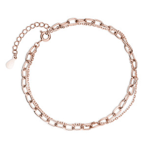 Bratara argint placata cu aur roz cu lantisor dublu DiAmanti Z1833BRG-DIA (Argint 925‰ 3 g.)